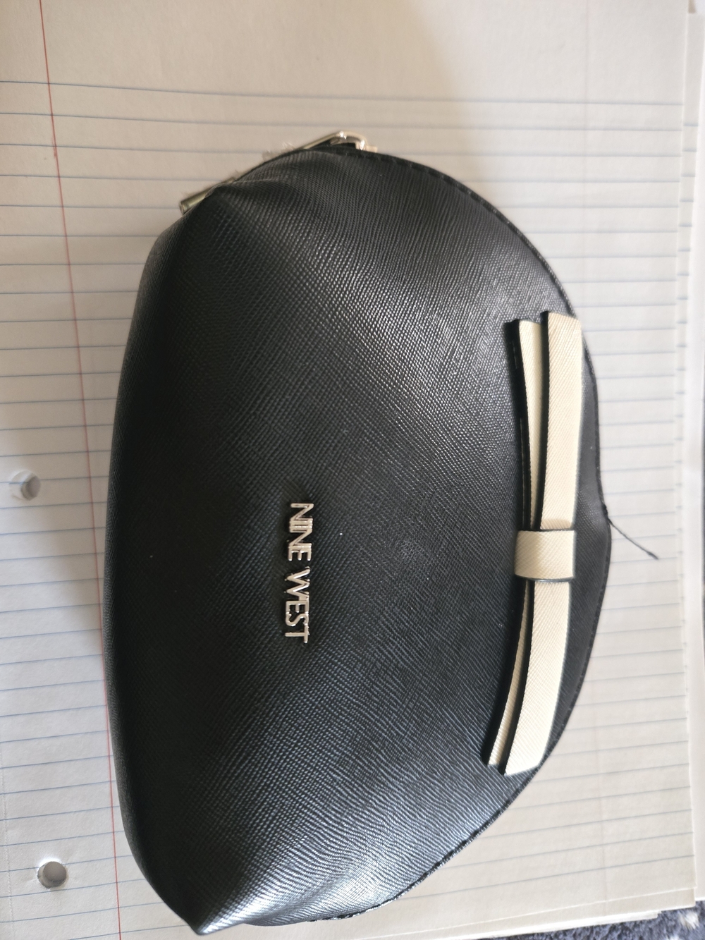 Nine West Black Toiletry Pouch with Cream Bow Detail